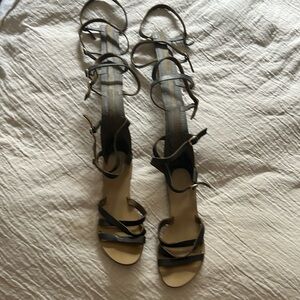 All Black grey leather gladiator sandals size 8.5 great condition.